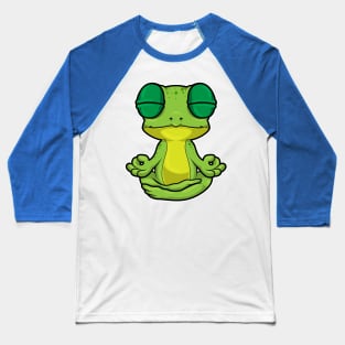 Frog at Yoga Stretching exercises in Cross-legged Baseball T-Shirt